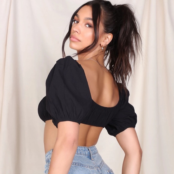 Izzy Puff Sleeve Crop Top - Picture 3 of 3